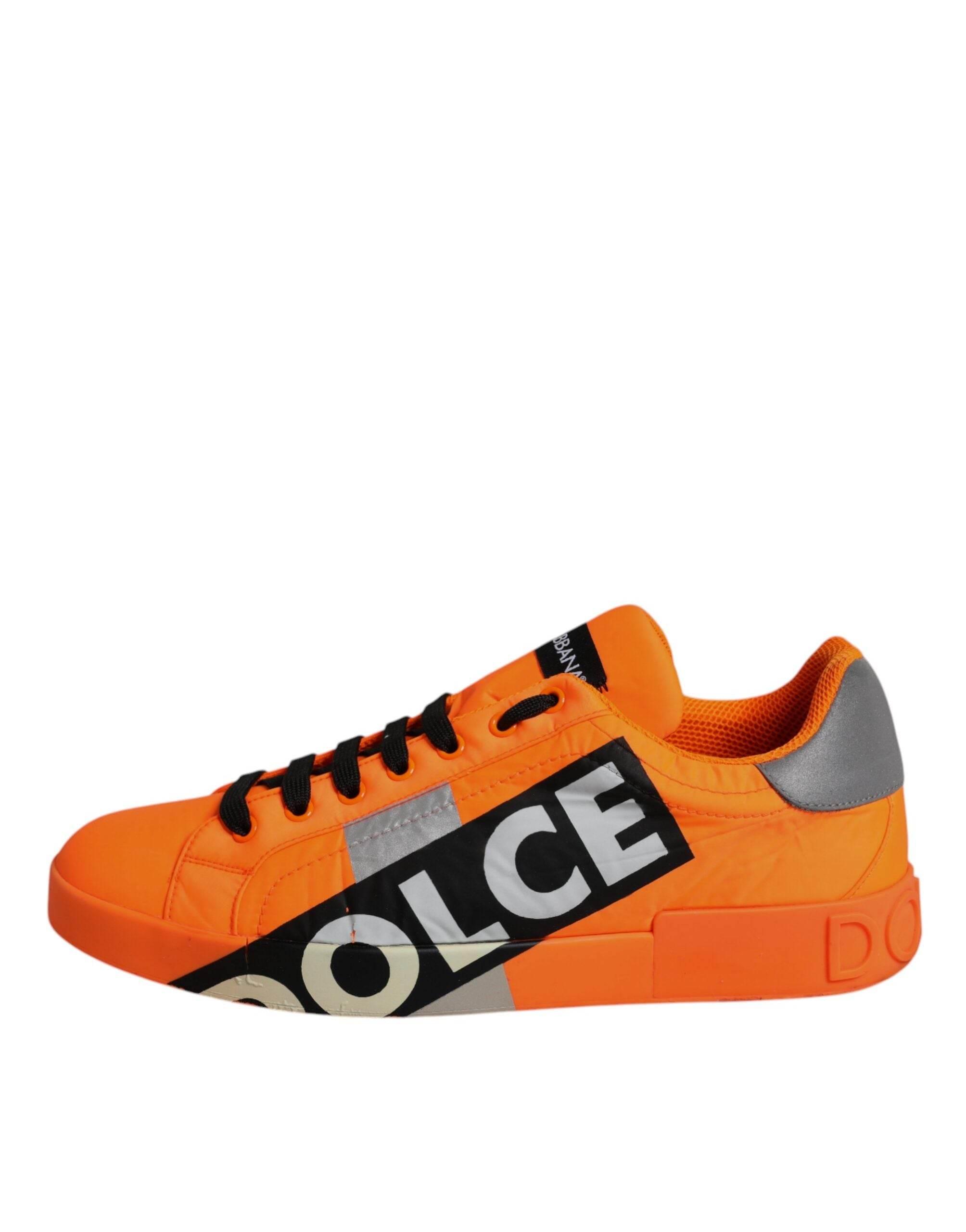 Dolce & Gabbana Orange Portofino Logo Tape Men Sneakers Shoes - Hilstor