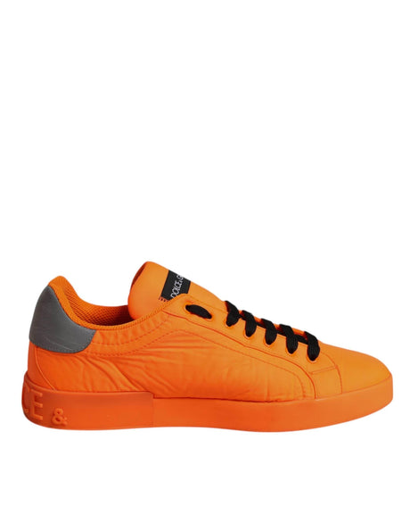 Dolce & Gabbana Orange Portofino Logo Tape Men Sneakers Shoes - Hilstor