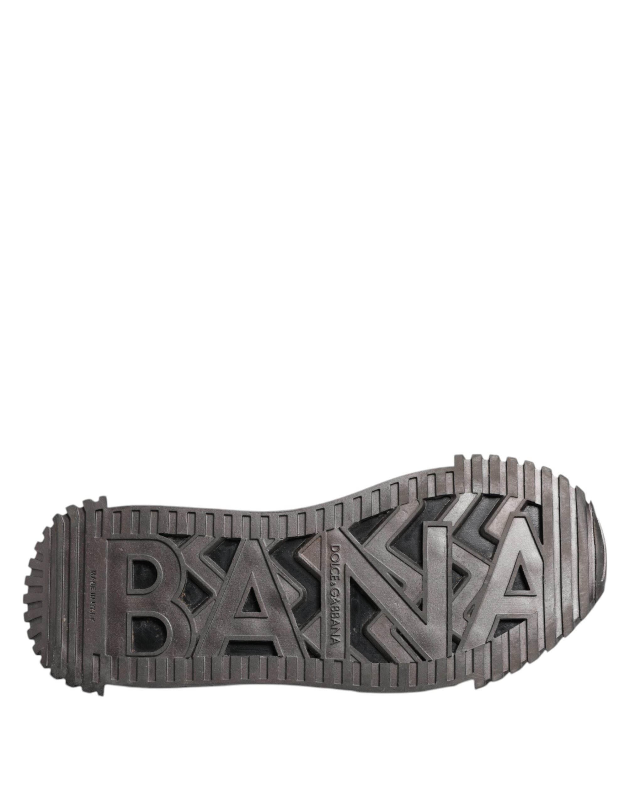 Dolce & Gabbana Black Silver Logo Low Top Men Sneakers Shoes - Hilstor