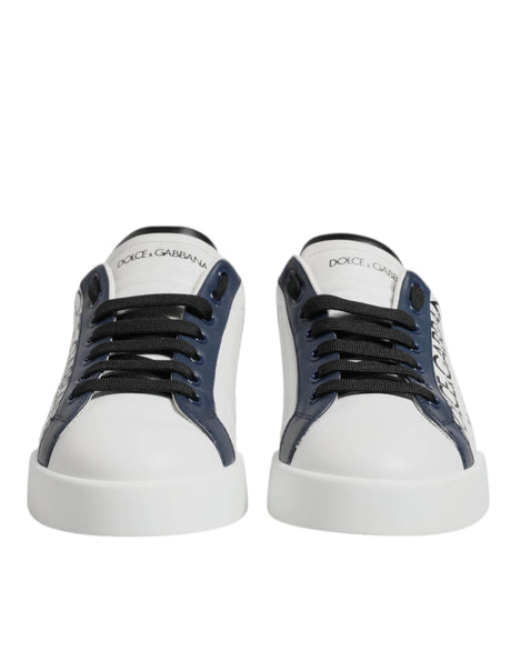 Dolce & Gabbana White Blue Crown Low Top Men Sneakers Shoes - Hilstor