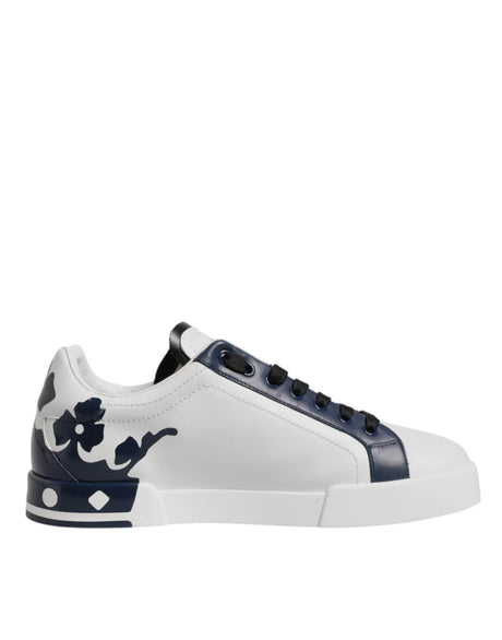 Dolce & Gabbana White Blue Crown Low Top Men Sneakers Shoes - Hilstor