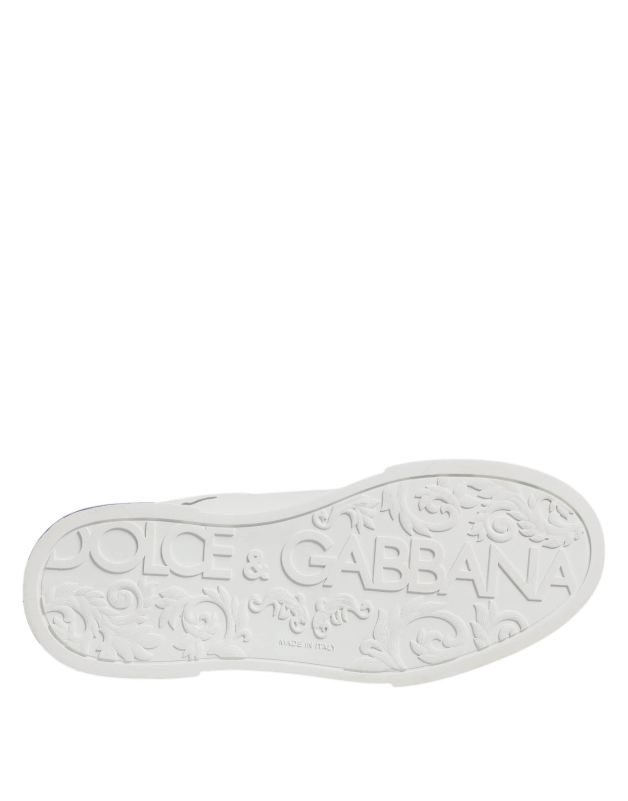 Dolce & Gabbana White Blue Crown Low Top Men Sneakers Shoes - Hilstor