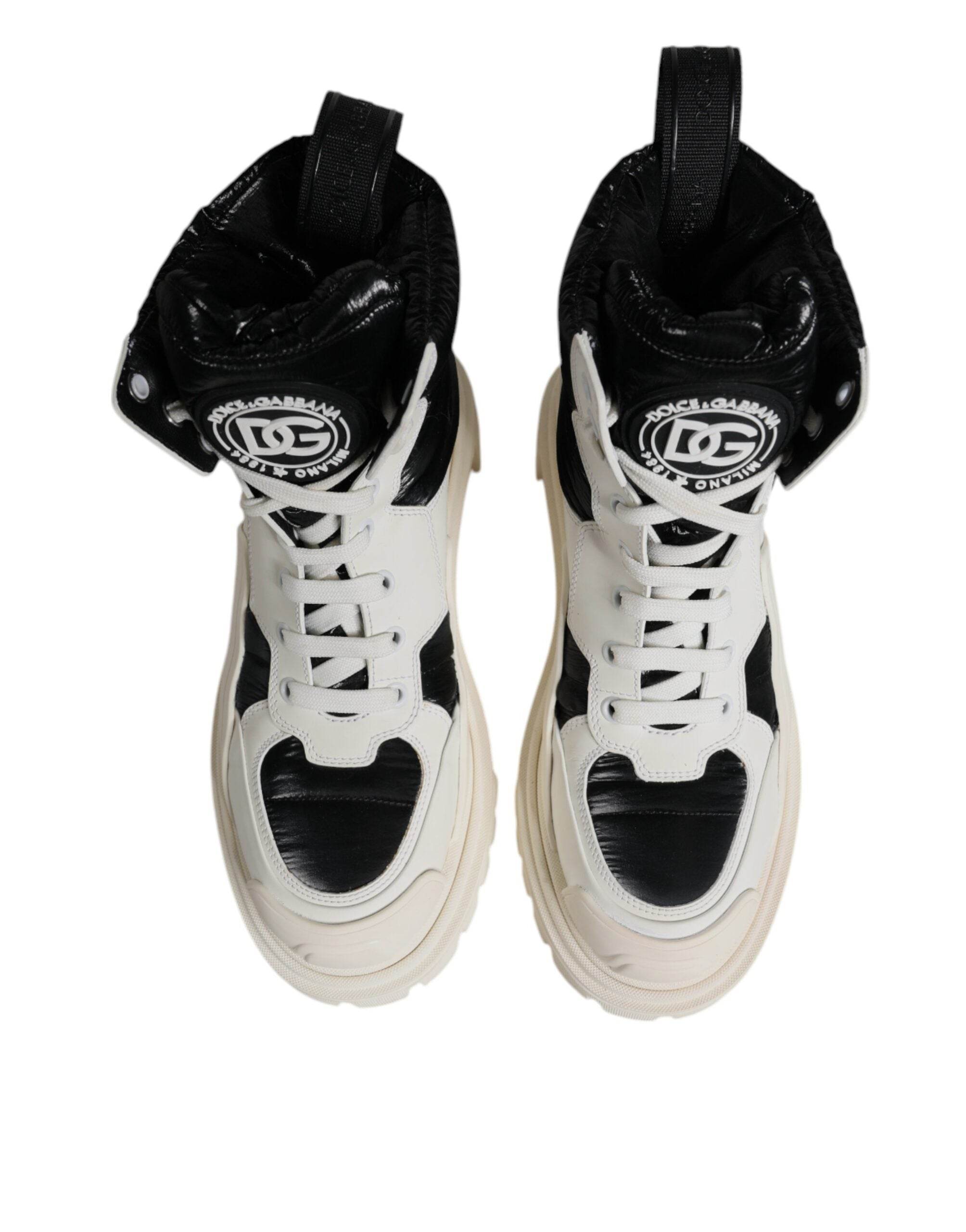 Dolce & Gabbana White Padded Mid Calf Lace Up Boots Shoes - Hilstor
