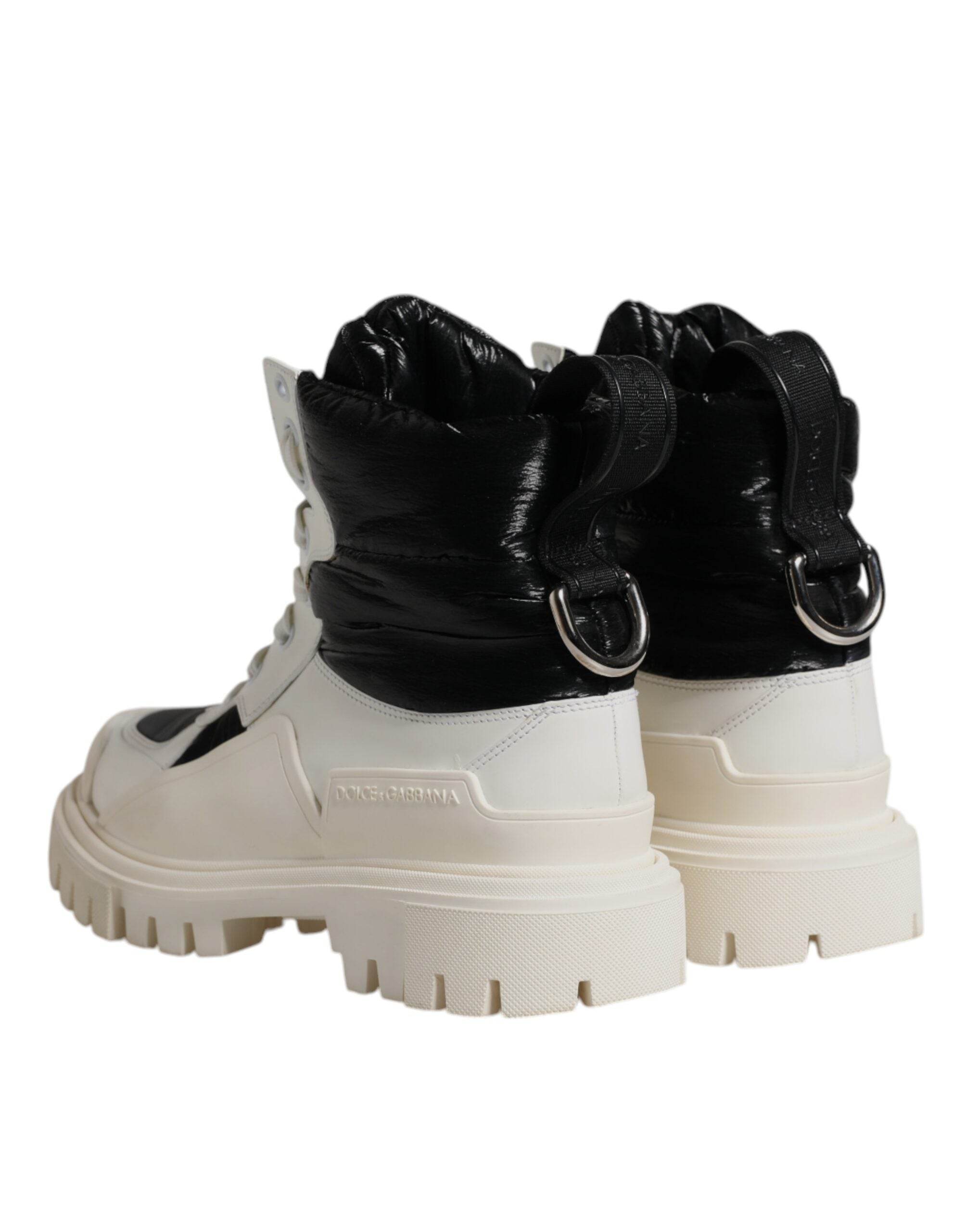 Dolce & Gabbana White Padded Mid Calf Lace Up Boots Shoes - Hilstor