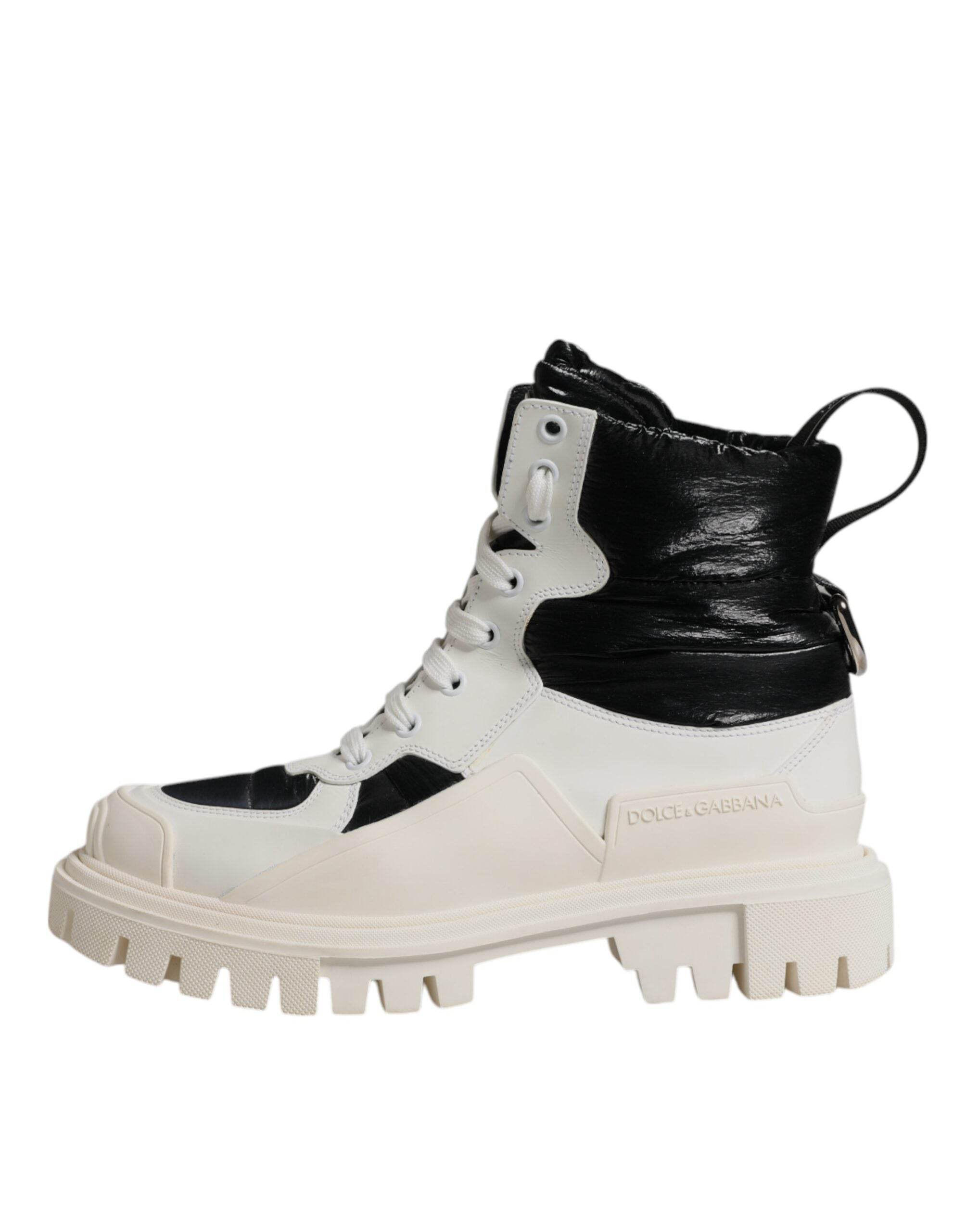 Dolce & Gabbana White Padded Mid Calf Lace Up Boots Shoes - Hilstor
