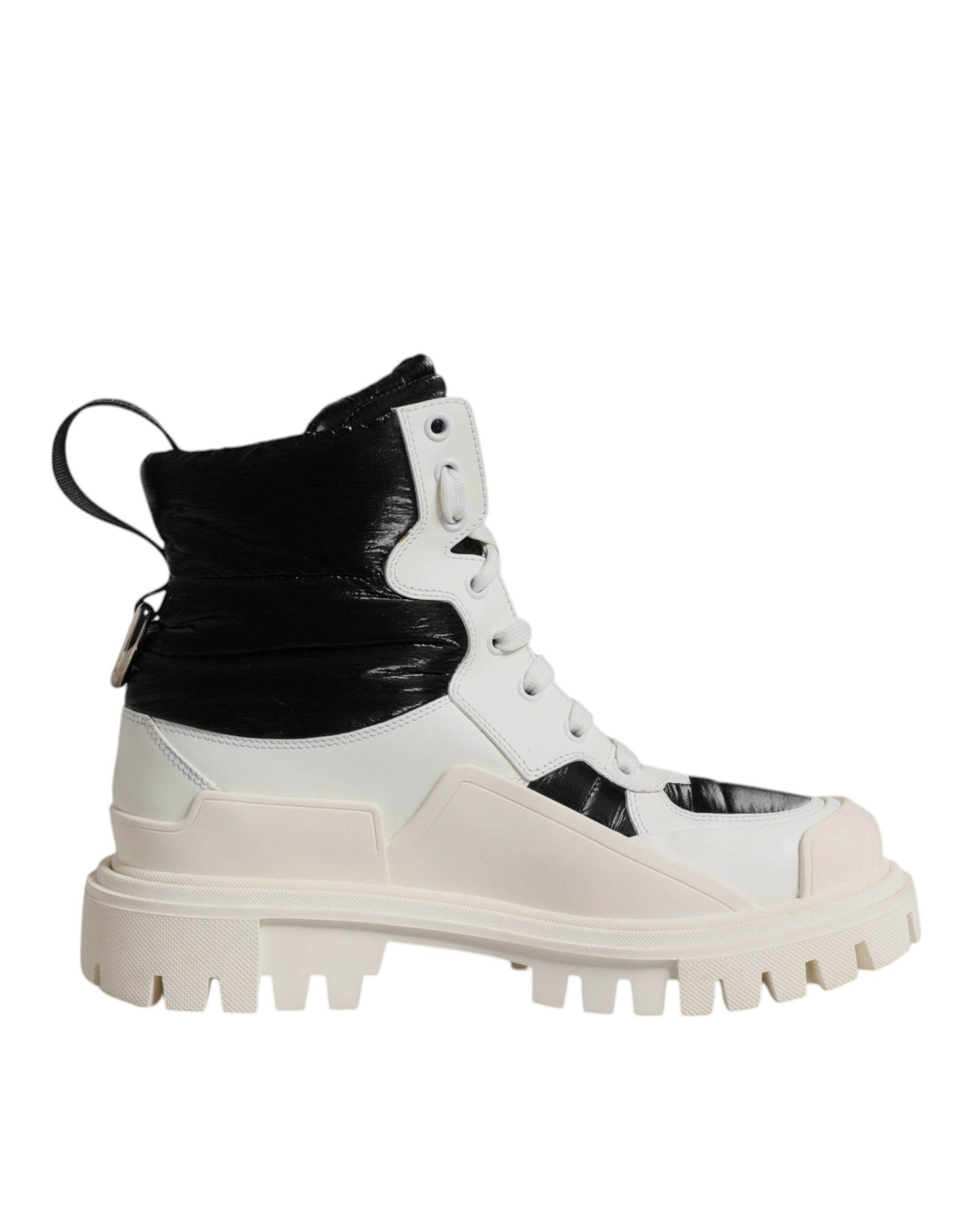 Dolce & Gabbana White Padded Mid Calf Lace Up Boots Shoes - Hilstor