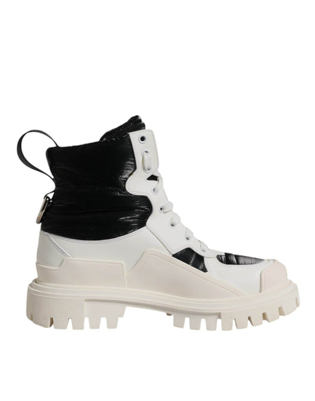 Dolce & Gabbana White Padded Mid Calf Lace Up Boots Shoes - Hilstor