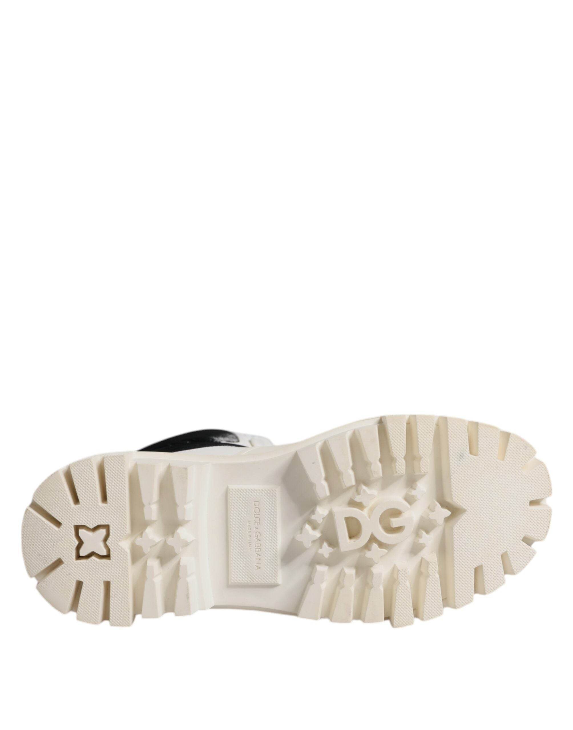 Dolce & Gabbana White Padded Mid Calf Lace Up Boots Shoes - Hilstor