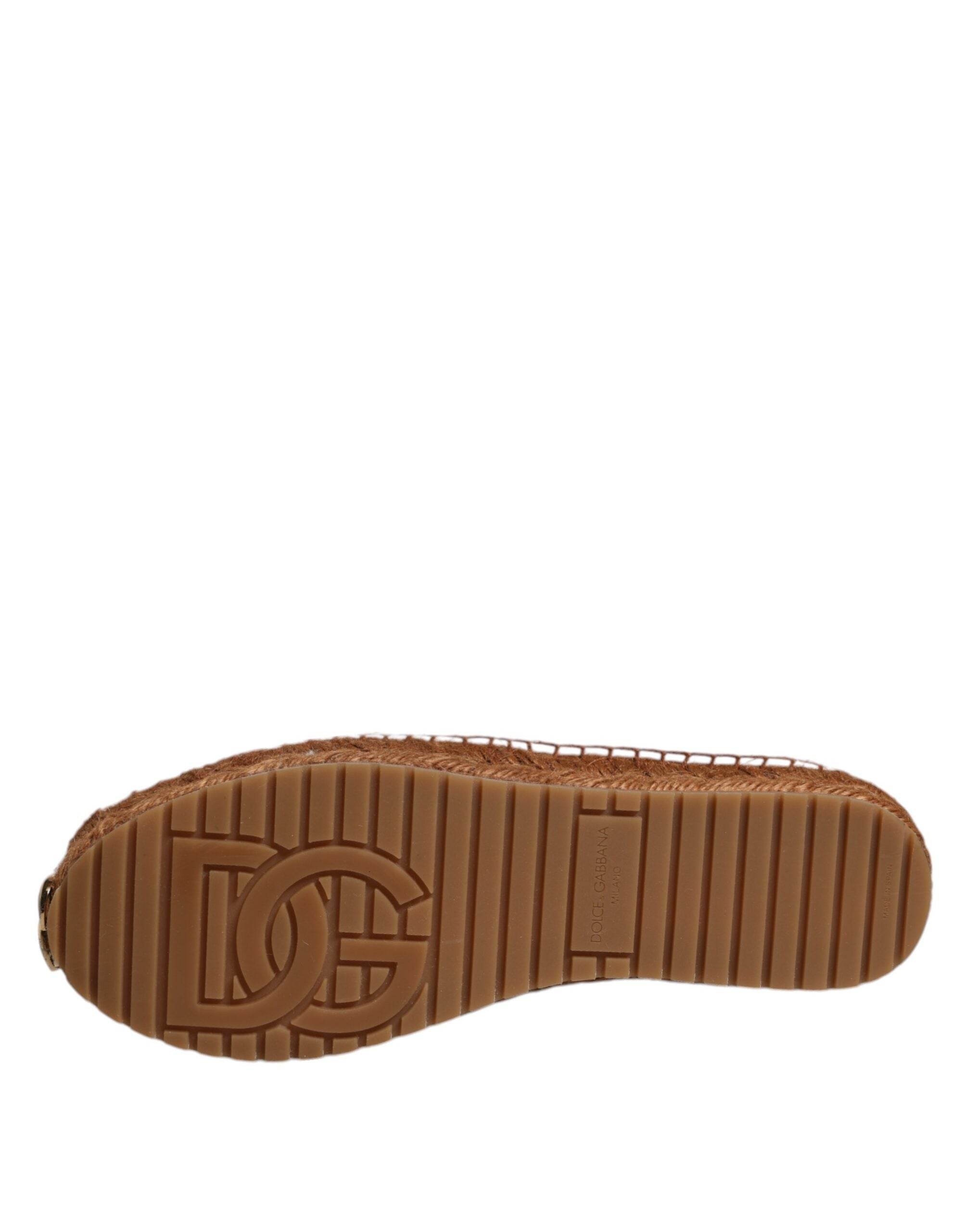 Dolce & Gabbana White Logo Eyelet Slip On Espadrilles Shoes - Hilstor