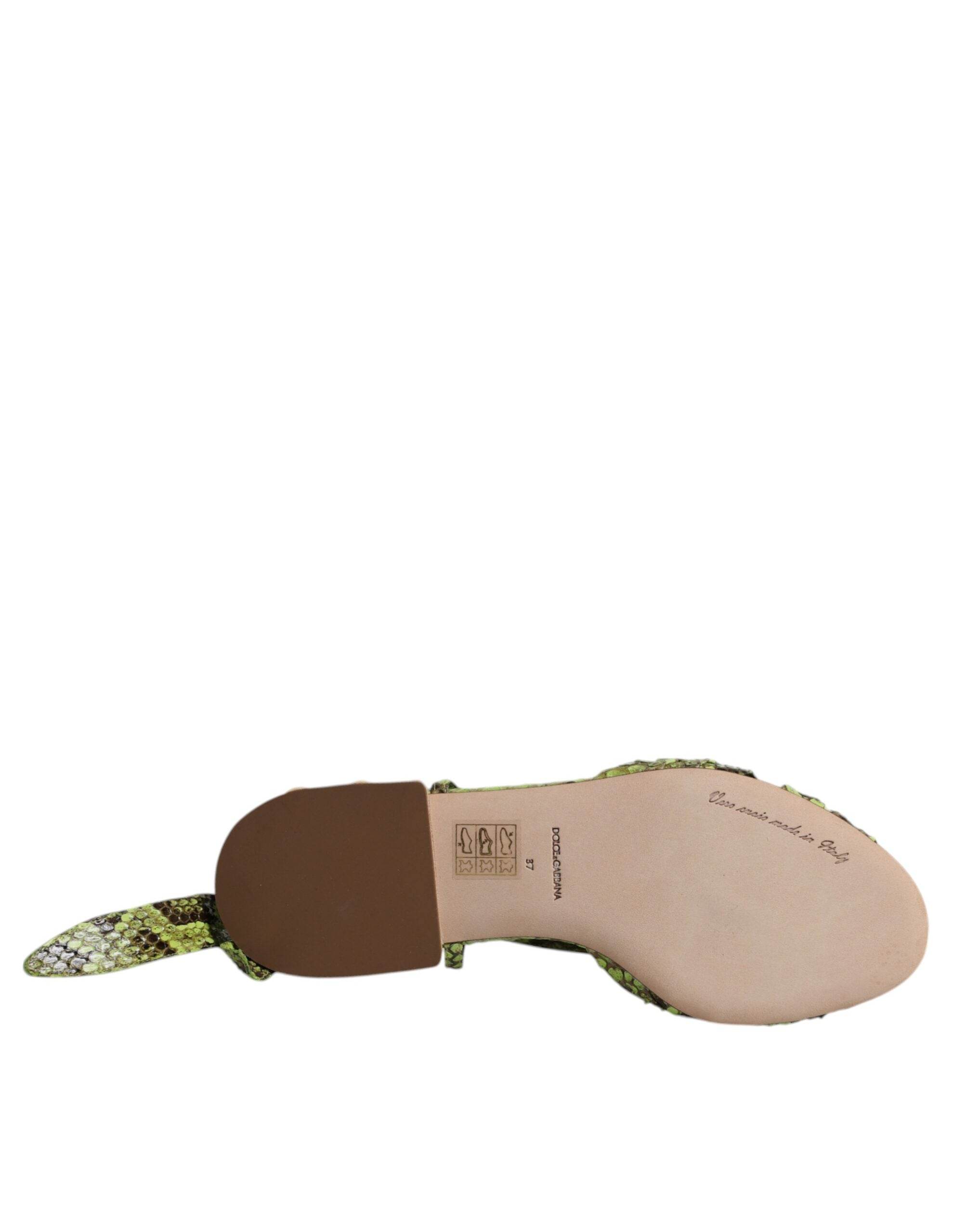 Dolce & Gabbana Green Animal Print Ankle Wrap Sandals Shoes - Hilstor