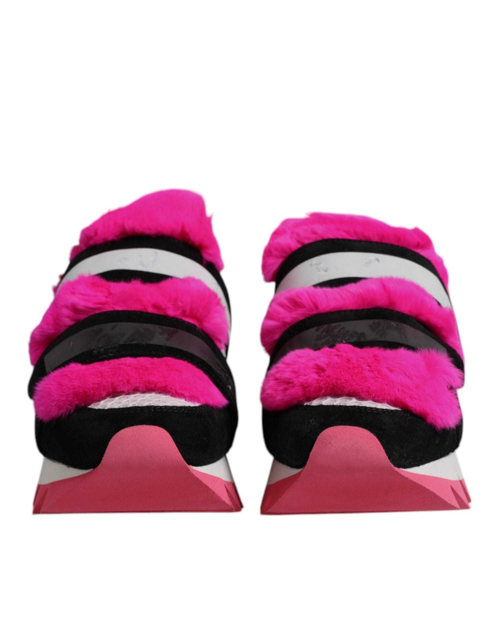 Dolce &amp; Gabbana sort pink pels udsmykkede sneakers sko