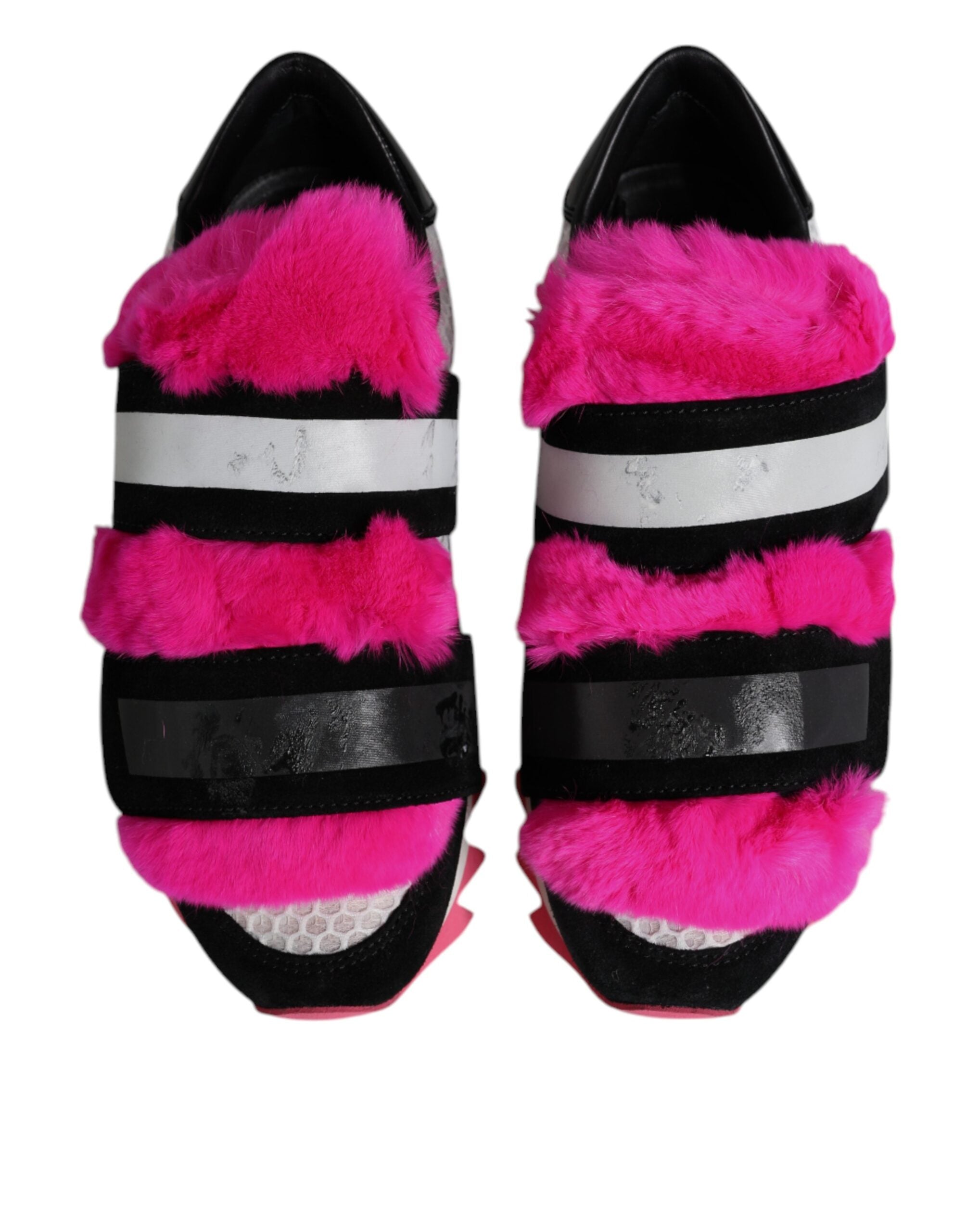 Dolce &amp; Gabbana sort pink pels udsmykkede sneakers sko