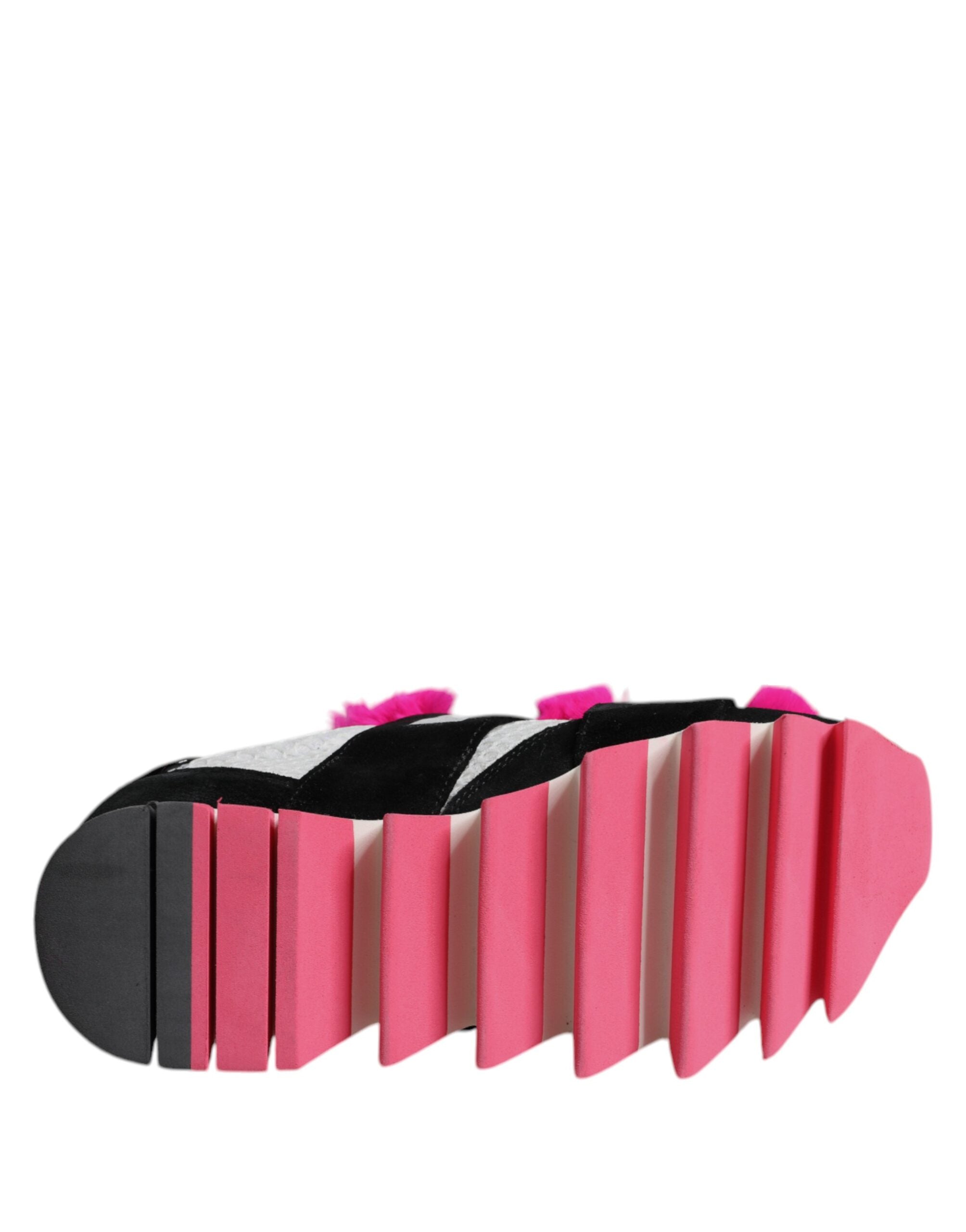 Dolce &amp; Gabbana sort pink pels udsmykkede sneakers sko