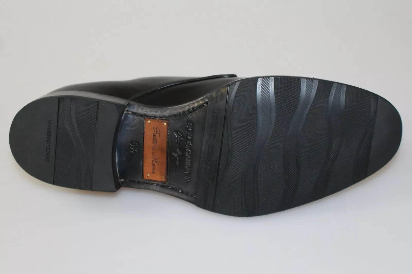 Dolce & Gabbana Elegant Black Leather Derby Dress Shoes - Hilstor