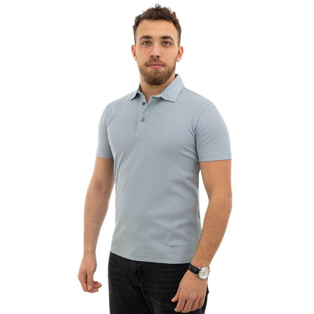 Corneliani Blue Cotton Polo Shirt - Hilstor