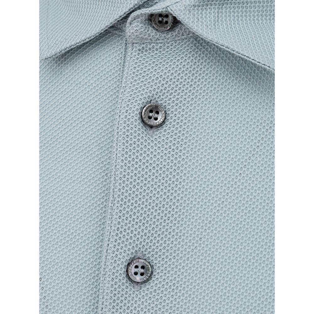 Corneliani Blue Cotton Polo Shirt - Hilstor
