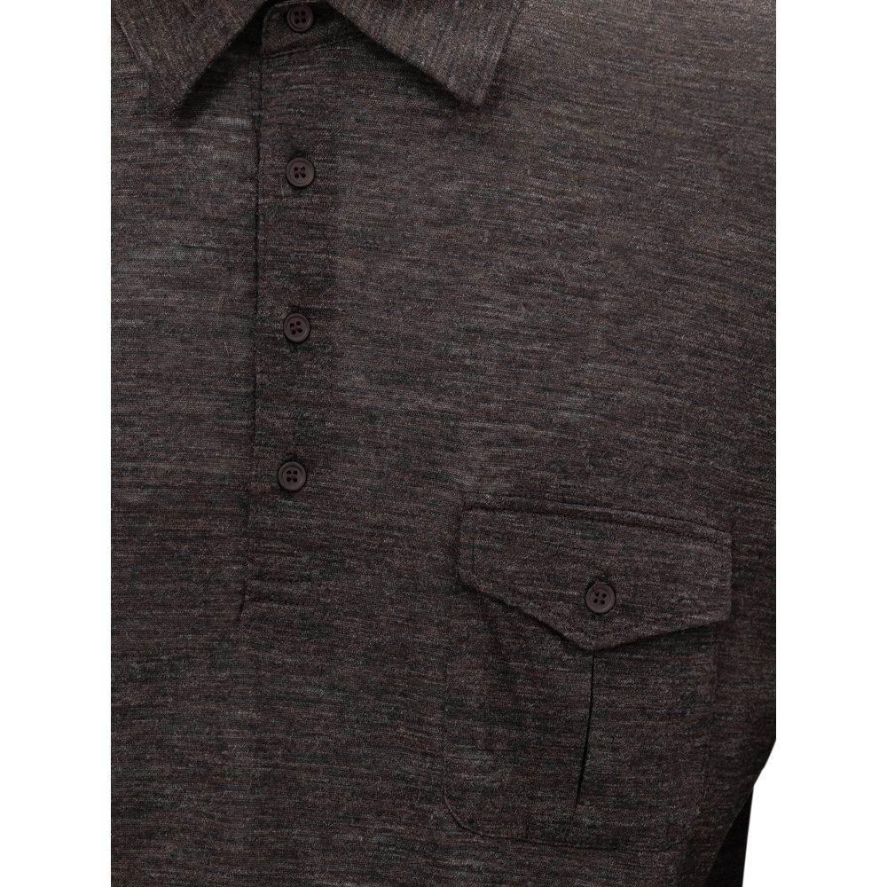 Corneliani Gray Wool Polo Shirt - Hilstor
