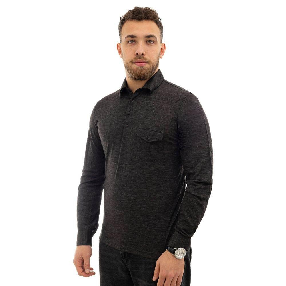 Corneliani Gray Wool Polo Shirt - Hilstor