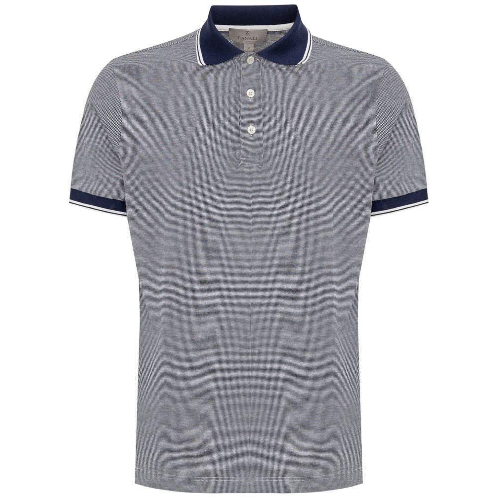 Canali Blue Cotton Polo Shirt - Hilstor
