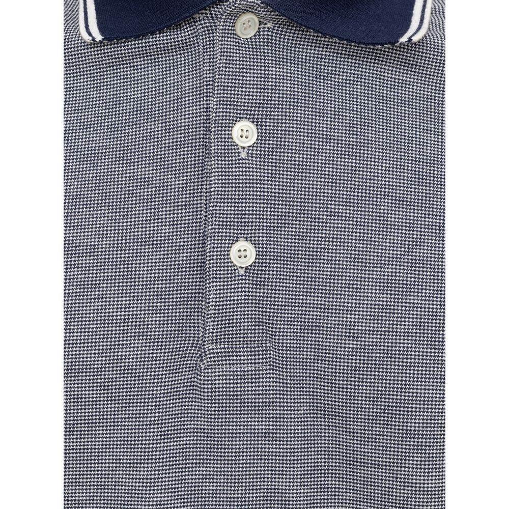 Canali Blue Cotton Polo Shirt - Hilstor