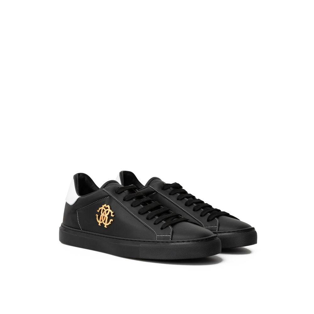 Roberto Cavalli Black Leather Sneaker - Hilstor