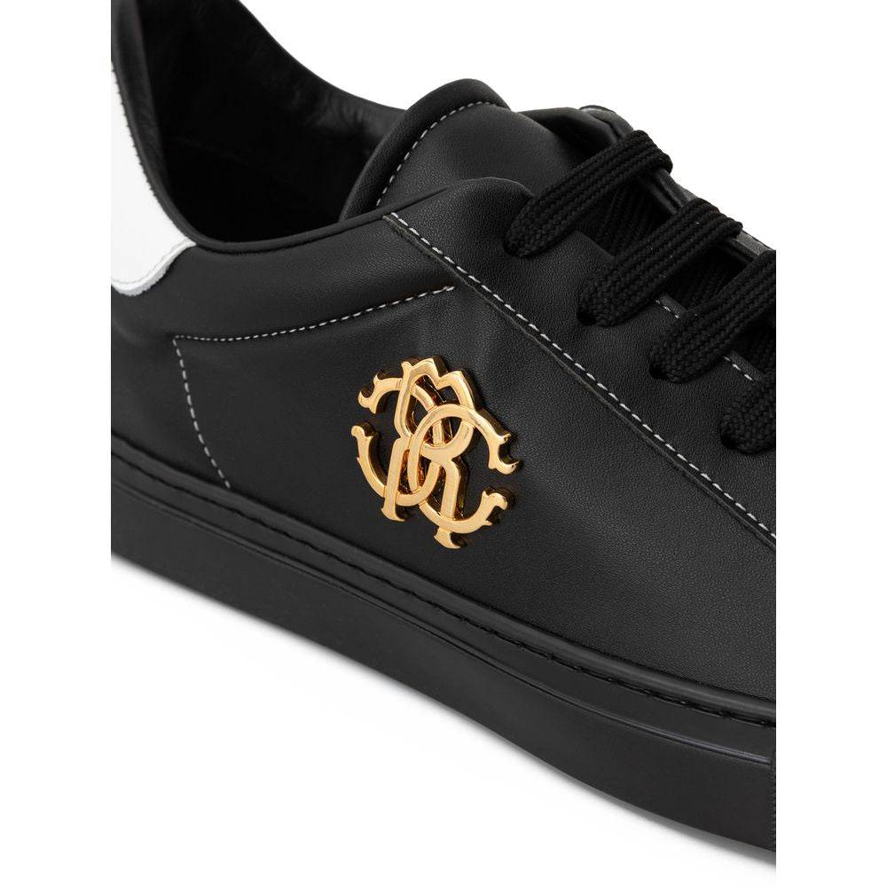 Roberto Cavalli Black Leather Sneaker - Hilstor