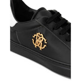 Roberto Cavalli Black Leather Sneaker - Hilstor