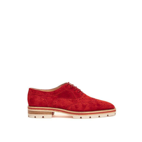 Christian Louboutin Red Suede Leather Flat Shoe - Hilstor