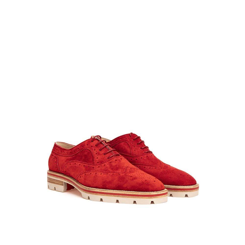 Christian Louboutin Red Suede Leather Flat Shoe - Hilstor