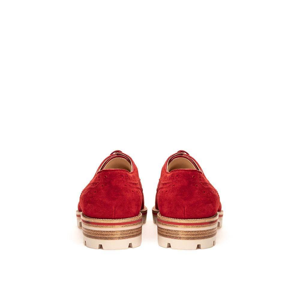 Christian Louboutin Red Suede Leather Flat Shoe - Hilstor