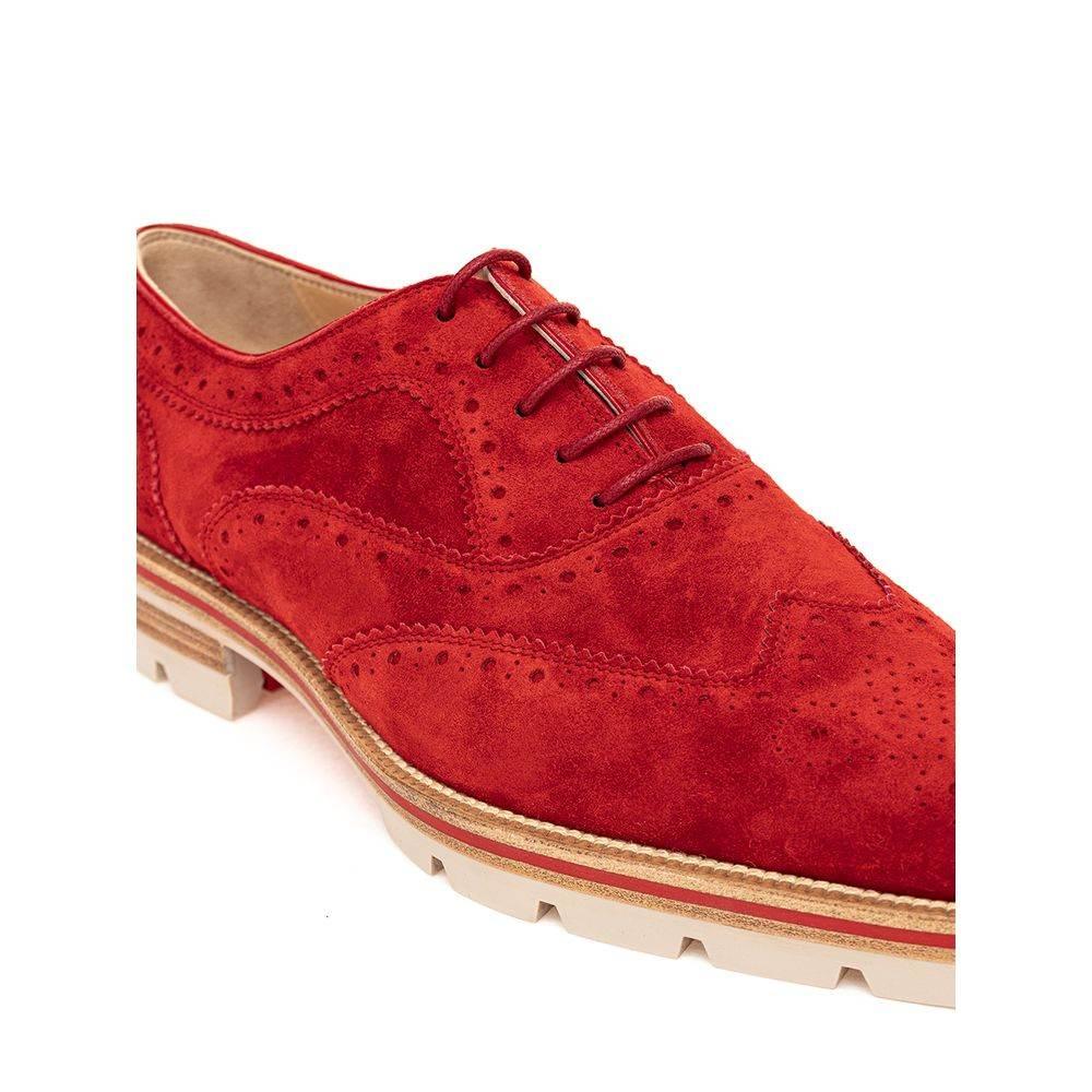 Christian Louboutin Red Suede Leather Flat Shoe - Hilstor