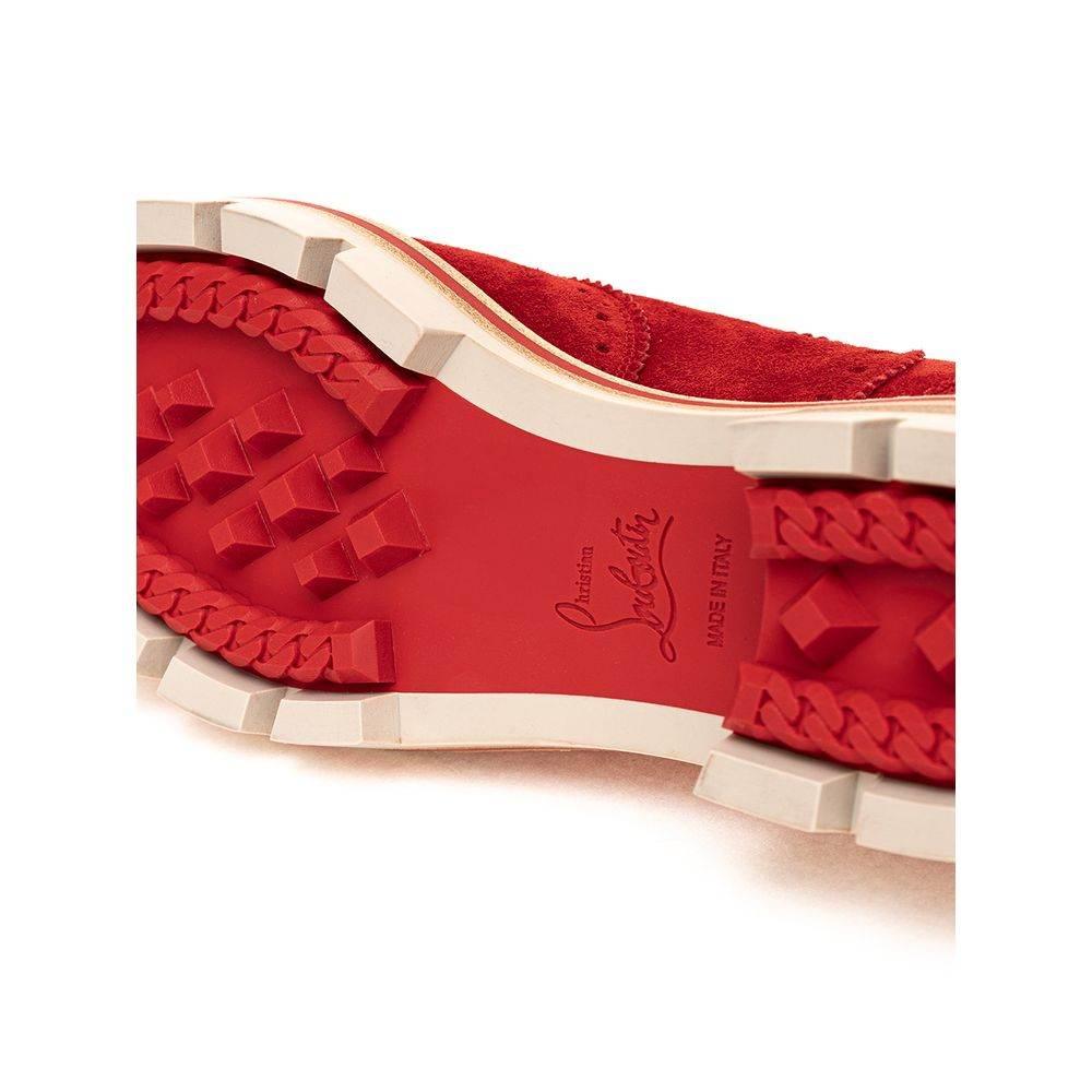 Christian Louboutin Red Suede Leather Flat Shoe - Hilstor