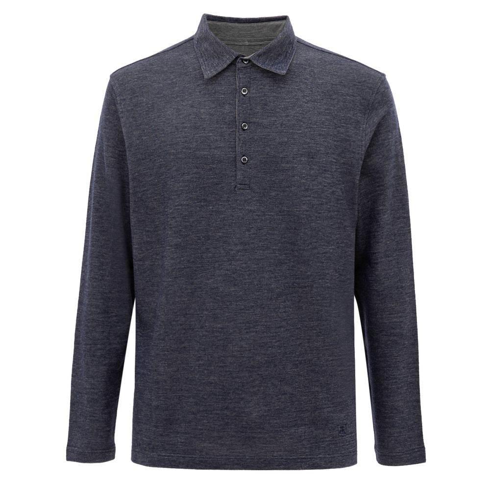Corneliani Blue Wool Polo Shirt - Hilstor