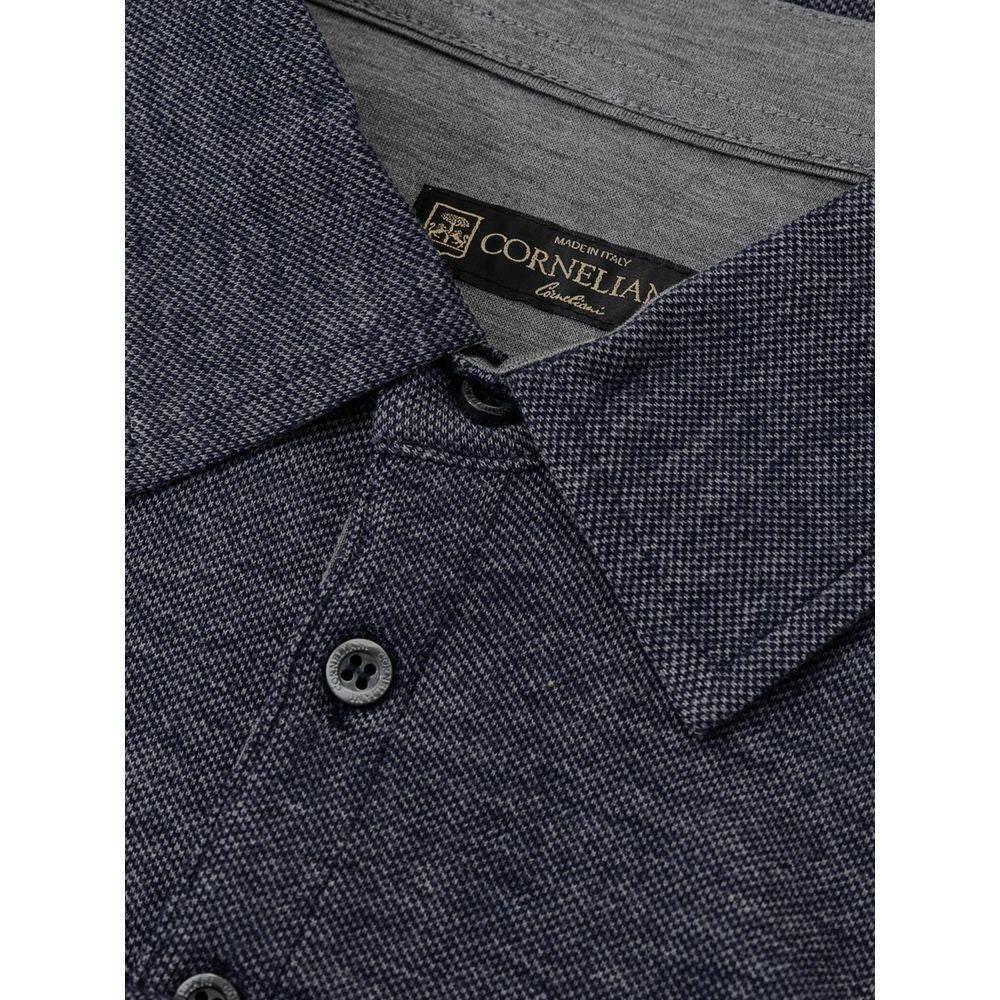 Corneliani Blue Wool Polo Shirt - Hilstor