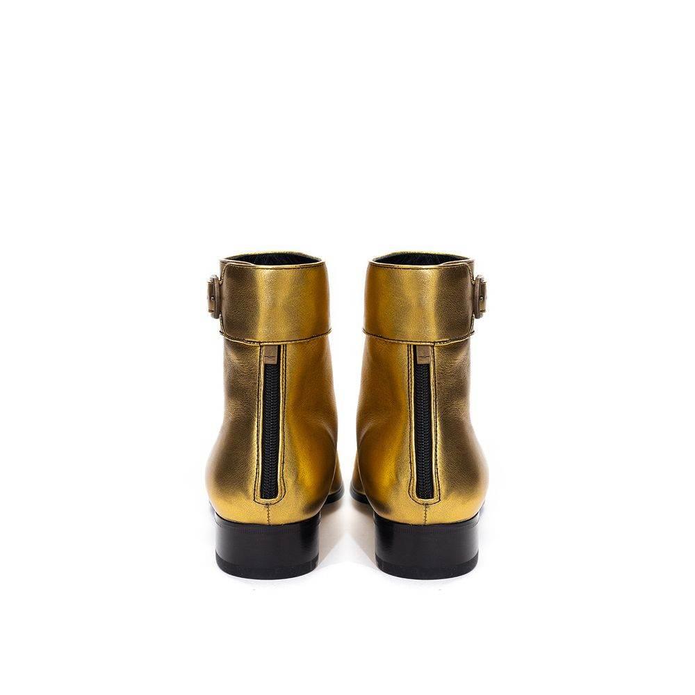 Saint Laurent Gold Leather Boot - Hilstor
