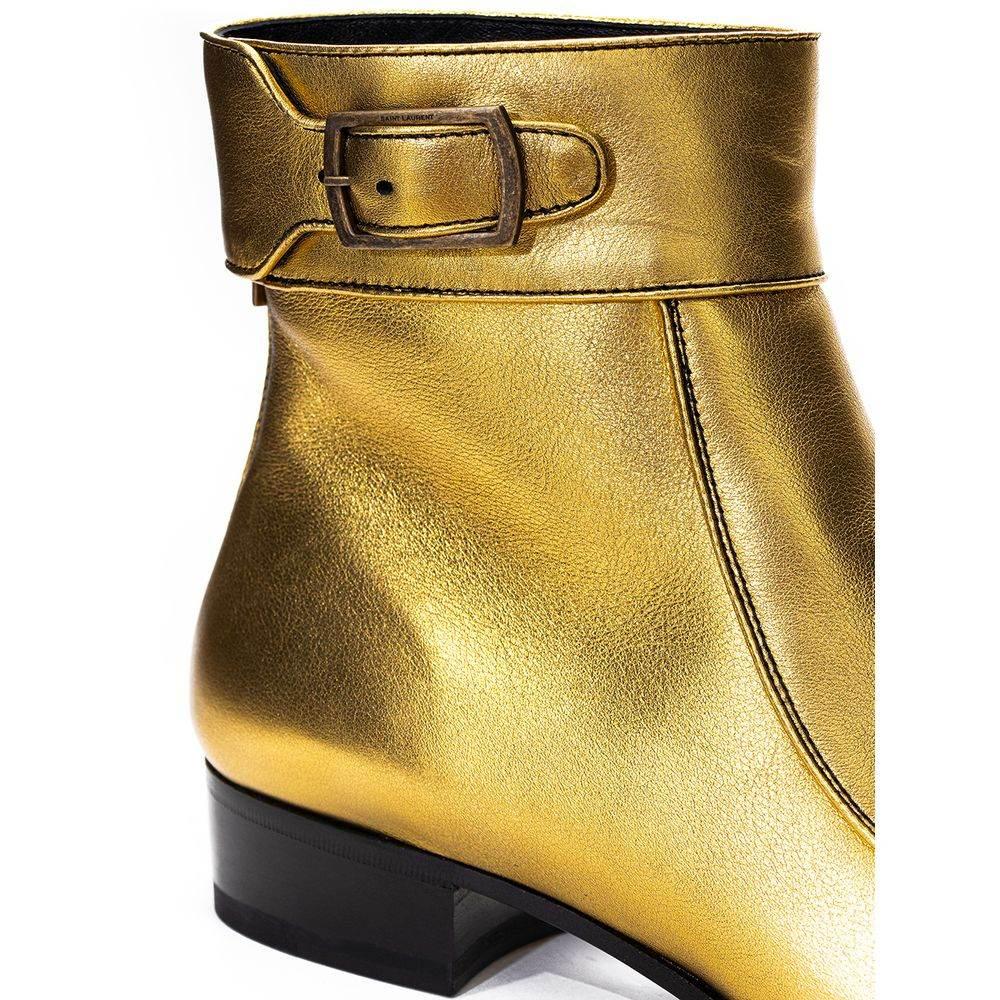 Saint Laurent Gold Leather Boot - Hilstor