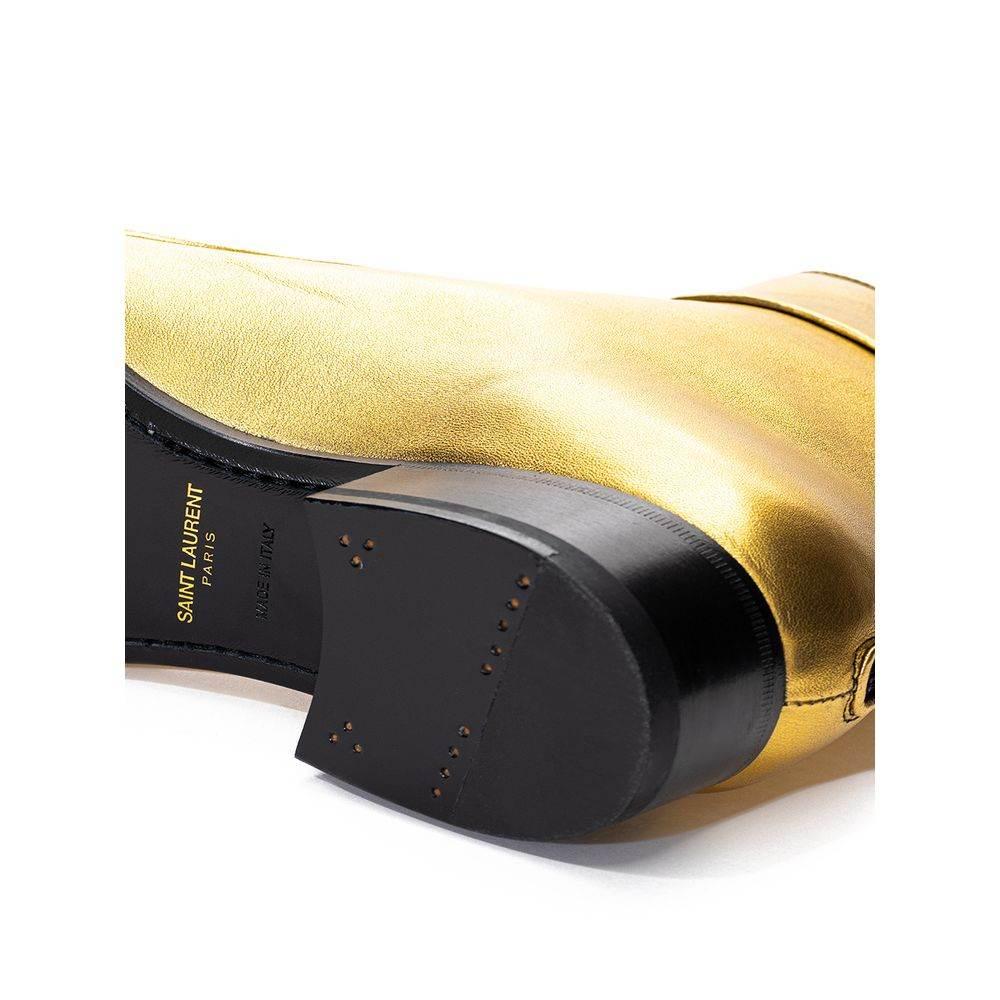 Saint Laurent Gold Leather Boot - Hilstor