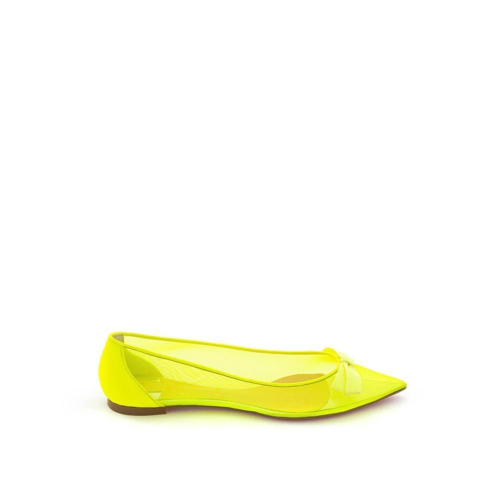 Christian Louboutin Sunshine Yellow Mesh Flat Elegance - Hilstor