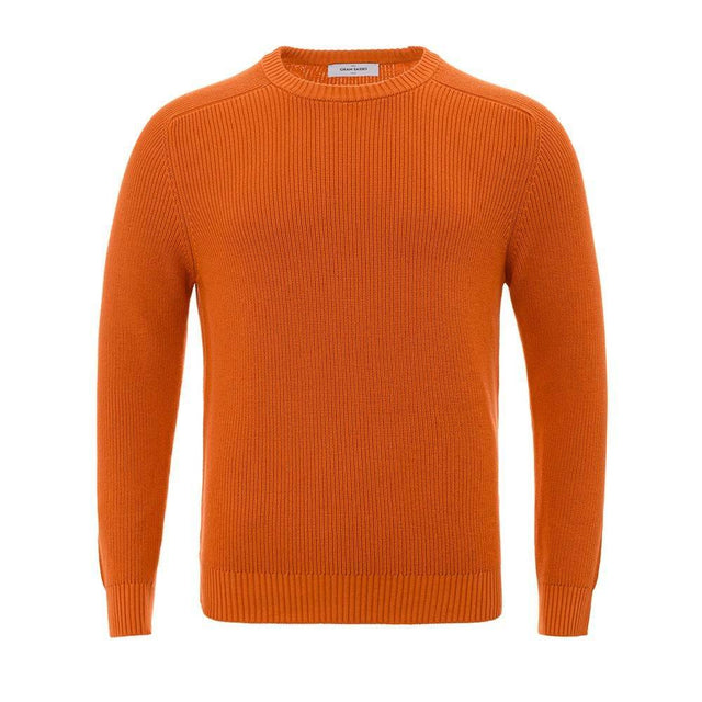 Gran Sasso Italian Cotton Chic Orange Sweater - Hilstor