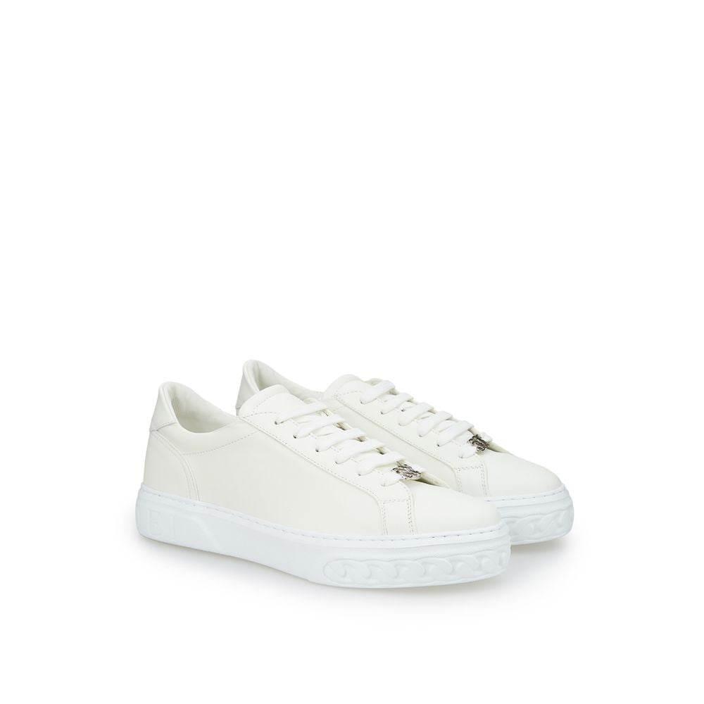 Casadei Sleek White Leather Sneakers - Hilstor