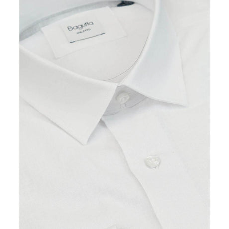 Bagutta White Linen Men Shirt - Hilstor
