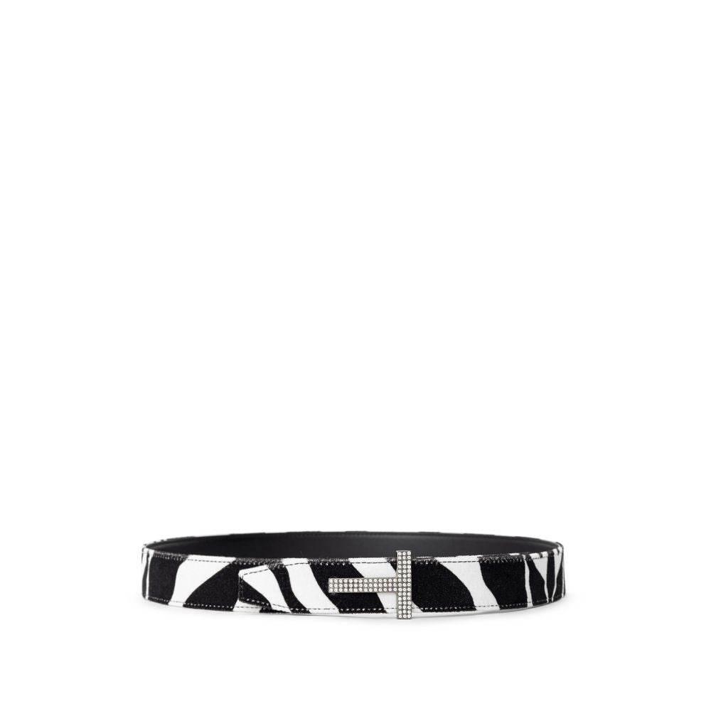 Tom Ford Black And White Leather Belt - Hilstor
