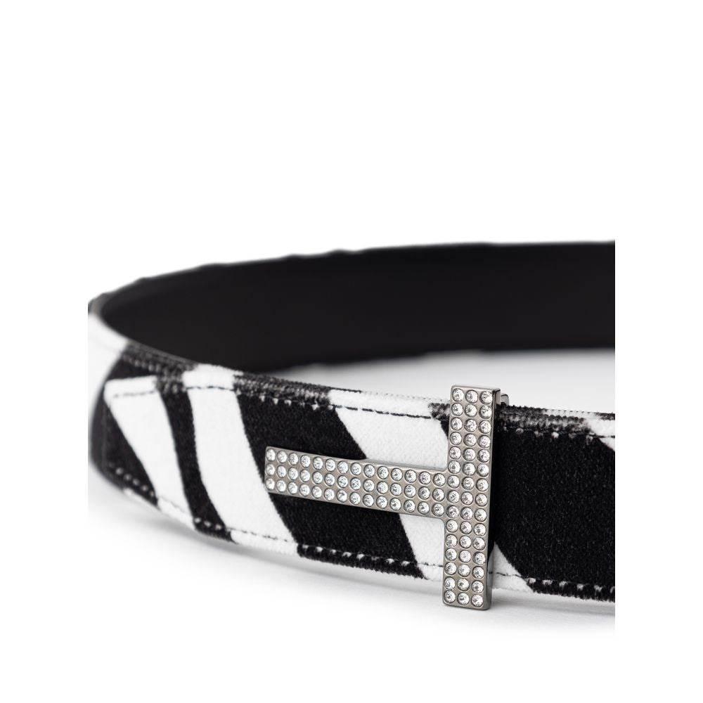 Tom Ford Black And White Leather Belt - Hilstor