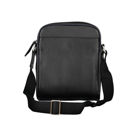 La Martina Black Leather Men Shoulder Bag - Hilstor