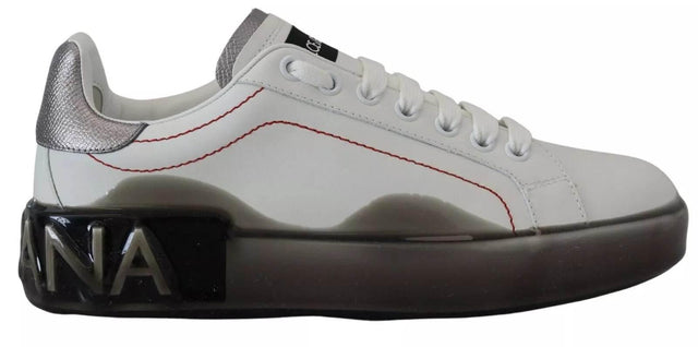 Dolce & Gabbana White Leather Portofino Sneakers Shoes - Hilstor