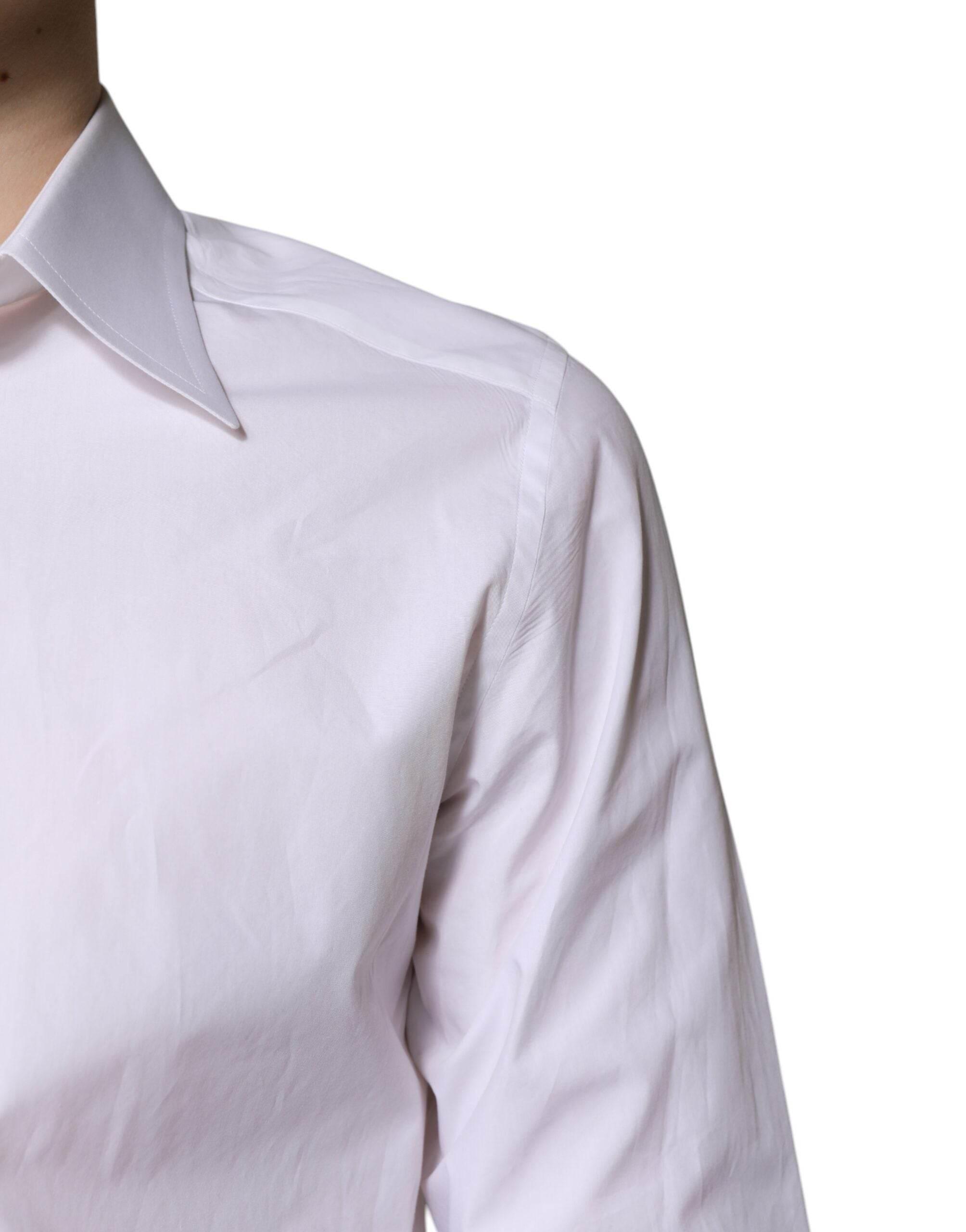 Dolce & Gabbana White Cotton GOLD Dress Formal Shirt - Hilstor