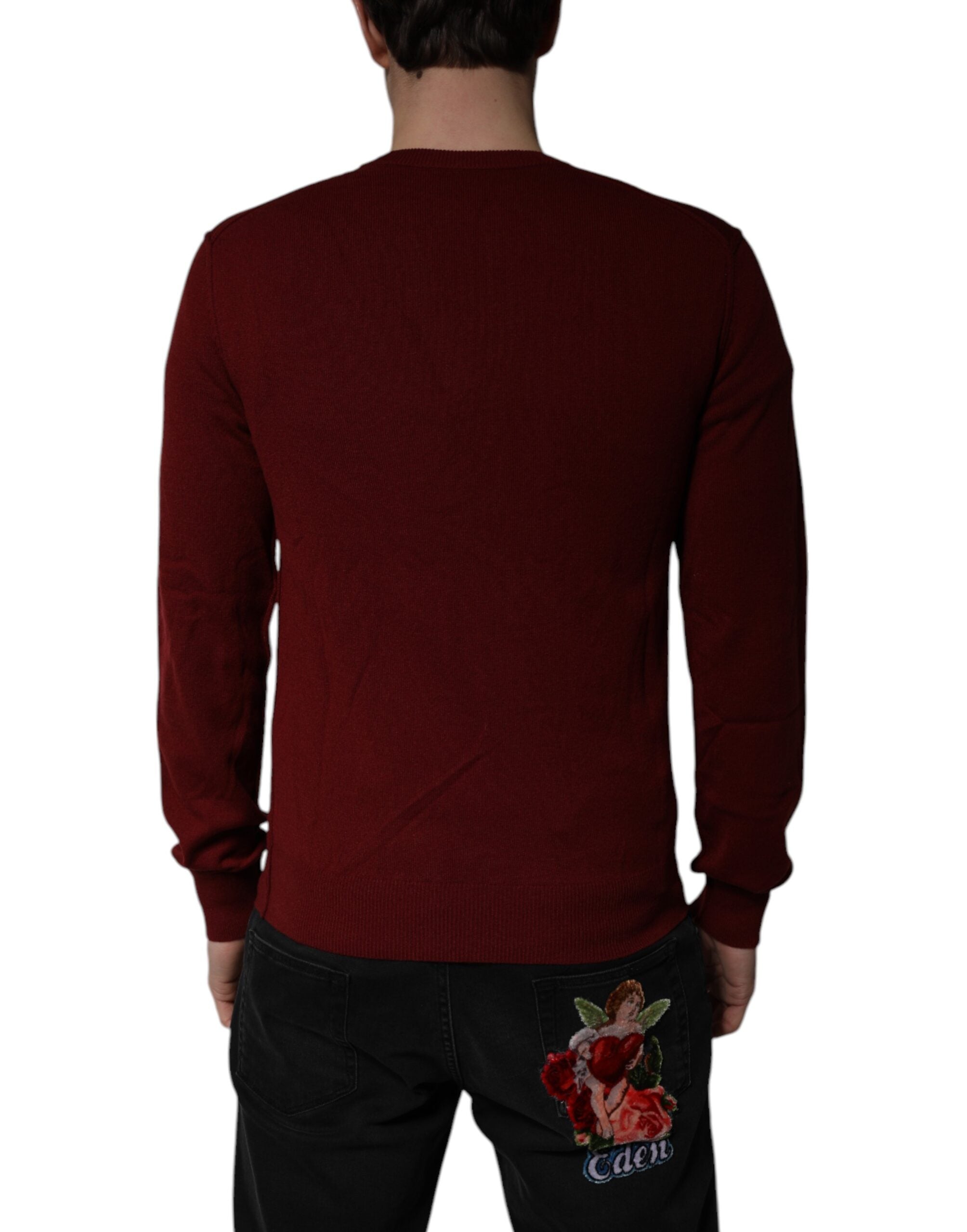 Dolce &amp; Gabbana Maroon Cashmere V-hals sweater til mænd