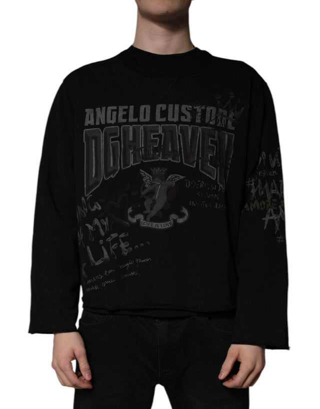 Dolce & Gabbana Black DG Heaven Crew Neck Pullover Sweater - Hilstor