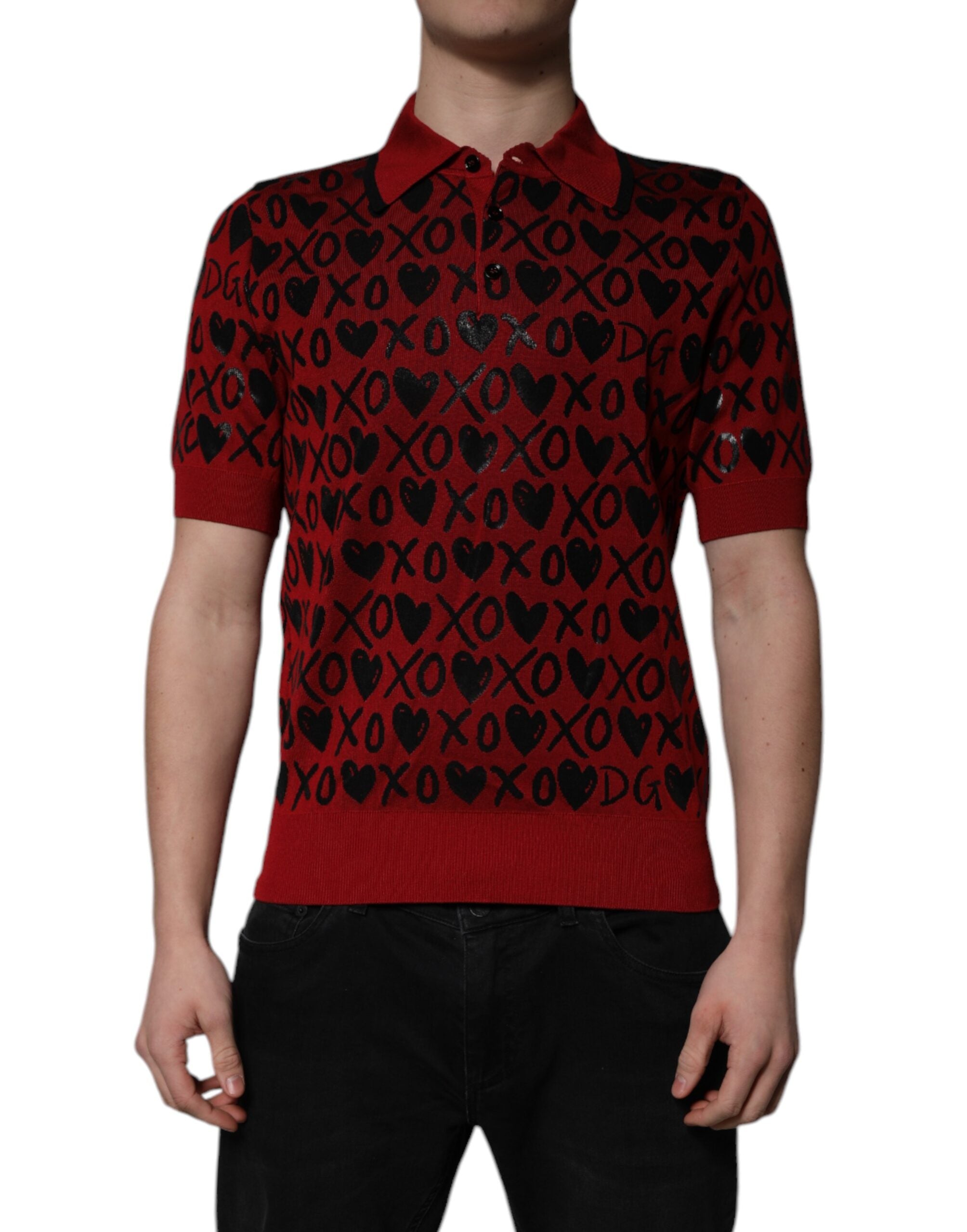 Dolce &amp; Gabbana rød bomuld XOXO Polo T-shirt med krave