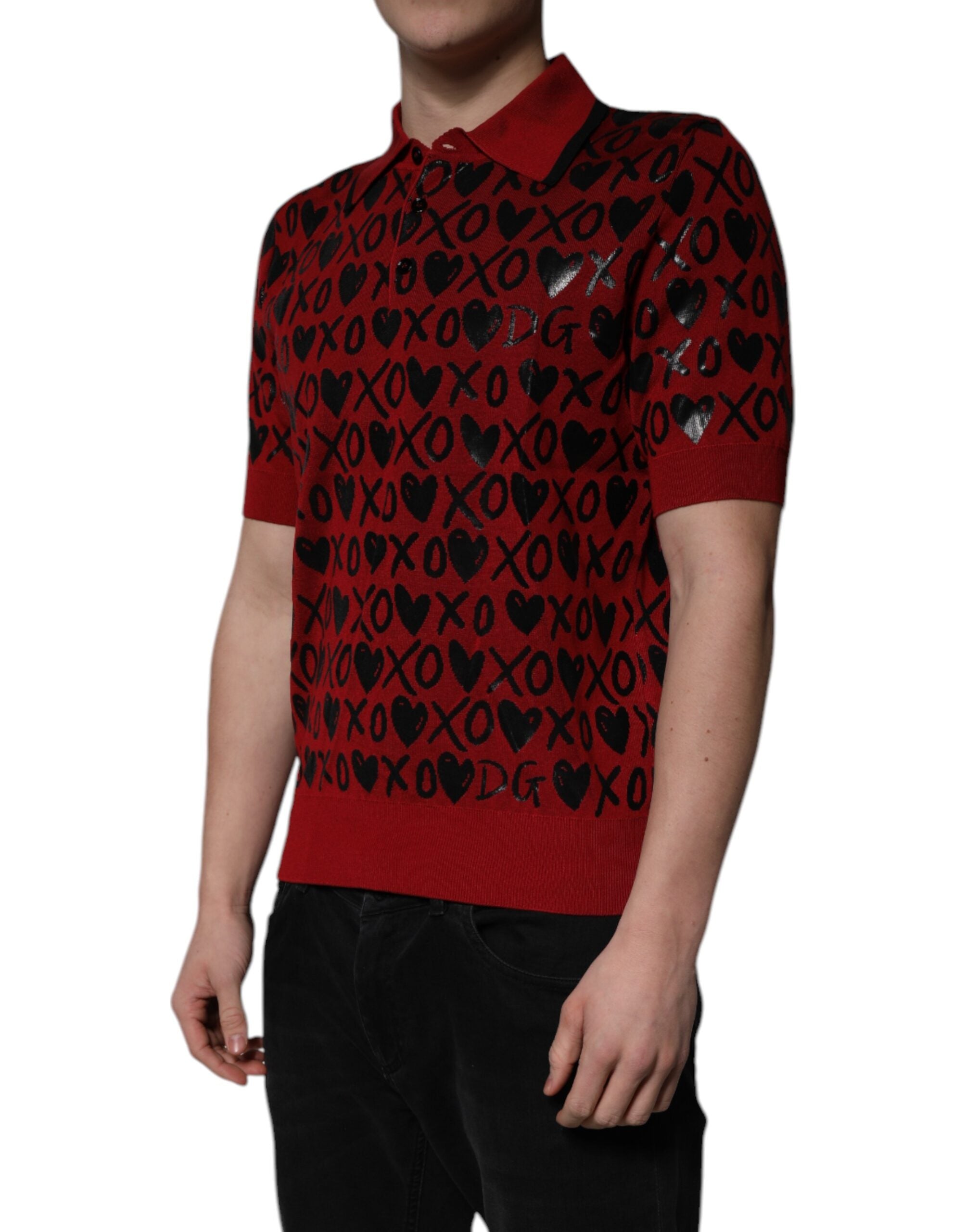 Dolce &amp; Gabbana rød bomuld XOXO Polo T-shirt med krave